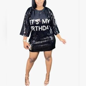 Black Sequin Birthday Dress Large Or XL